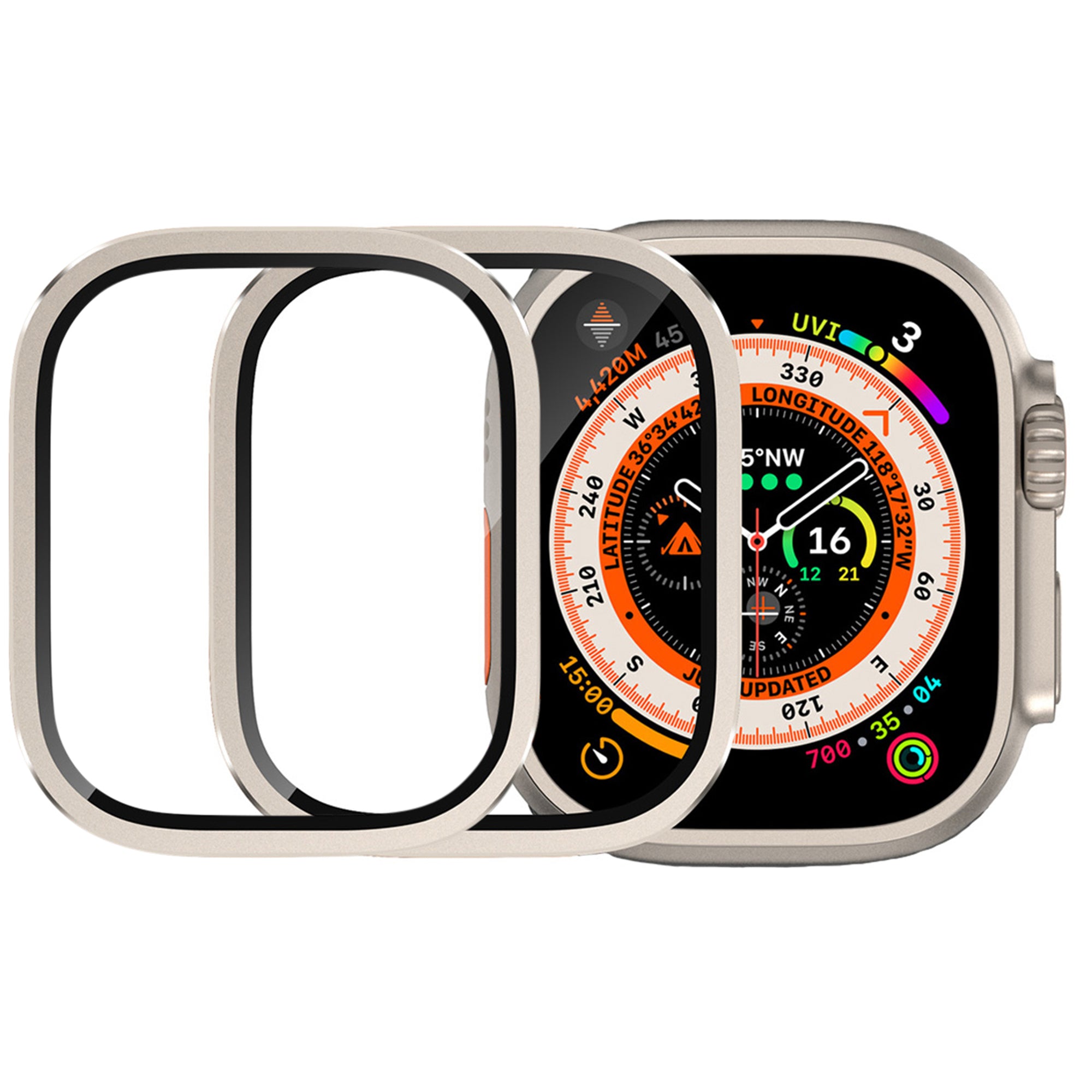 Screen Protector for Apple Watch Ultra 3/2/1 - Tempered Glass Screen and Frame Bezel Protector (2-Pack)