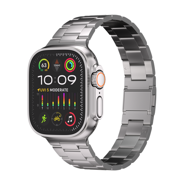 Titanium Oyster Series 2 - Titanium Band for Apple Watch Ultra 2 with Magnet Buckle and Quick Release Links