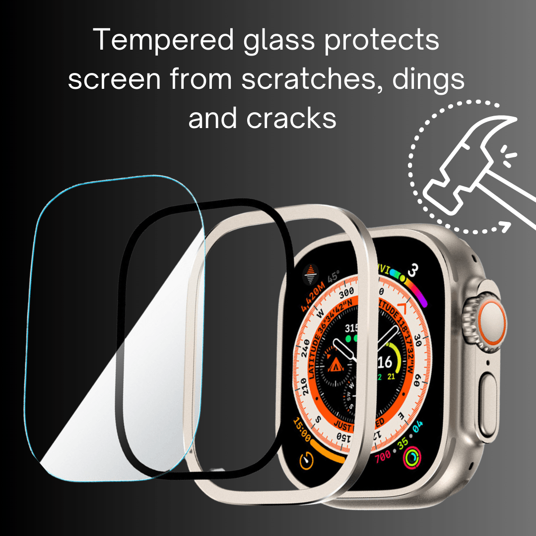 Screen Protector for Apple Watch Ultra 2 - Tempered Glass Screen and Frame Bezel Protector (2-Pack)