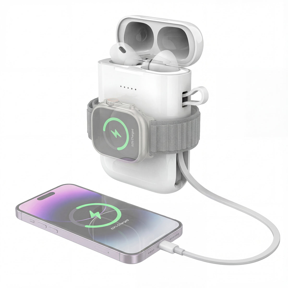UltraPod Replacement Case for AirPods Pro - PowerBank for iPhone, Apple Watch, AirPods